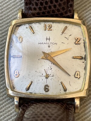 Vintage 1960's Hamilton Square Face Wristwatch and Lizard Band