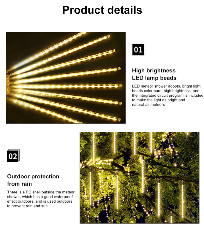 LED Meteor Shower Lights Rain Tree String Light Garden Party Outdoor