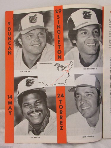 1975 Baltimore Orioles Official Scorecard "THE NEW LOOK ORIOLES" w/ Ticket Stub - Picture 3 of 5
