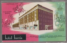 Kalamazoo Michigan MI. Hotel Harris Cottage Inn Cavalier Room Chrome Postcard