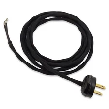 2 Conductor Premium Cloth Covered Power Cable Cord Wire with Classic Black Plug