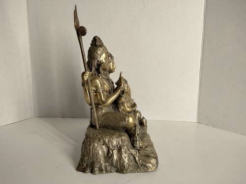 BRASS STATUE HINDU LORD SHIVA GODDESS PARVATI BABY GANESHA- 9 IN- 8.7 lbs. - Picture 10 of 13