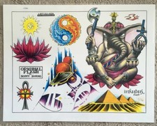 Tattoo Studio Shop Flash Single Sheet Egyptian Pharaoh UFO Spaceship 11  X 14  