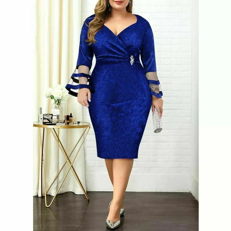 Vestidos Elegantes Formales Para Mujer de Moda Fiestas Casuales Color Azul  Midi