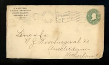 US Postal History #U352 Postal Envelope 1900 New York NY Amsterdam Netherlands 