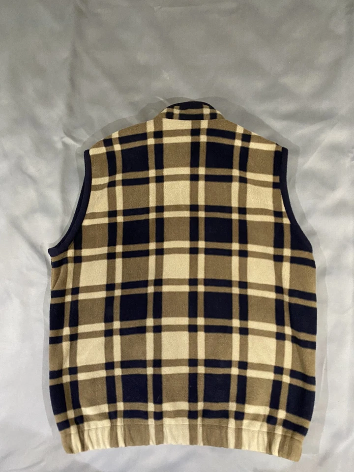 Vtg Rafaella Petites Buffalo Plaid Full Zip Fleece Sweater Vest Tan/Black Sz Lrg - Image 2 of 4
