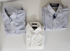 Paul Fredrick Mens Dress Shirt Lot Cotton 16x33 And 15 1/2 Embroidered Cuff MPS