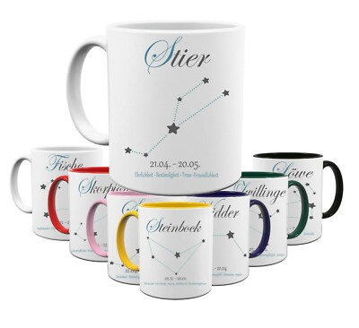 GESCHENK KAFFEETASSE BÜROTASSE STERNZEICHEN TASSEN HOROSKOP TIERKREIS FOTOTASSE 