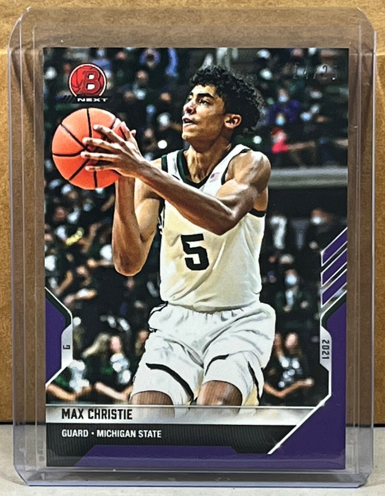 2021 BOWMAN NEXT TOPPS NOW #10 MAX CHRISTIE MICHIGAN STATE Purple Parallel 24/25