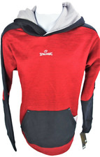 Large 14-16 Spalding Red Black Hoodie Pullover Jacket Fleece Sweatshirt