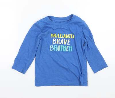Cat & Jack Jungen blau Baumwolle Basic T-Shirt Größe 2 Jahre Rundhalsausschnitt Pullover - Bril