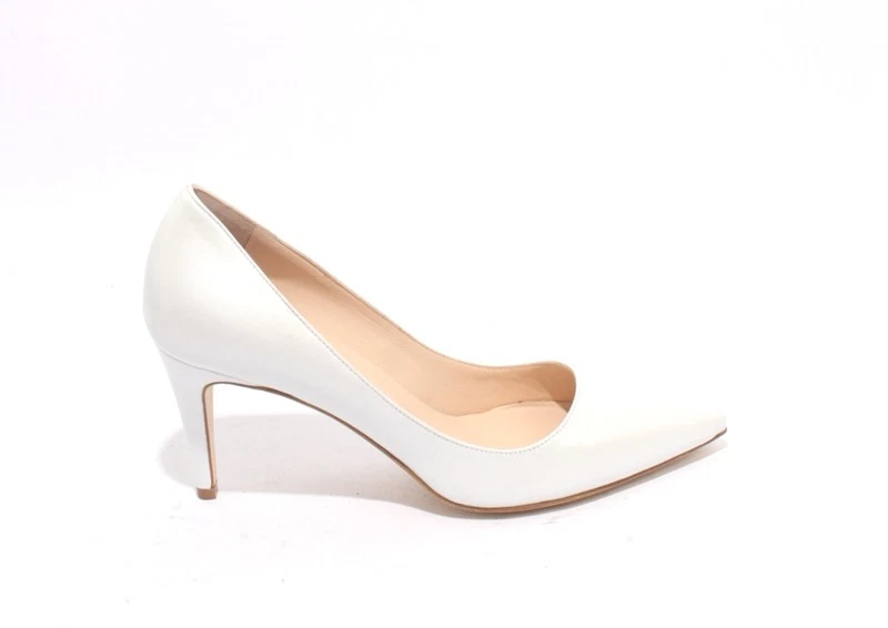 Gibellieri 3367k White Leather Pointy Heel Classics Pumps 36.5 / US 6.5 - Image 3 of 4