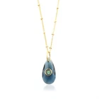 London Blue Quartz With Mini Labradorite Gold Plated Gemstone Pendant Necklace