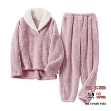 Fluffy Pajamas for Women Set Soft Comfy Fleece Pjs Pullover XX-Large Pink