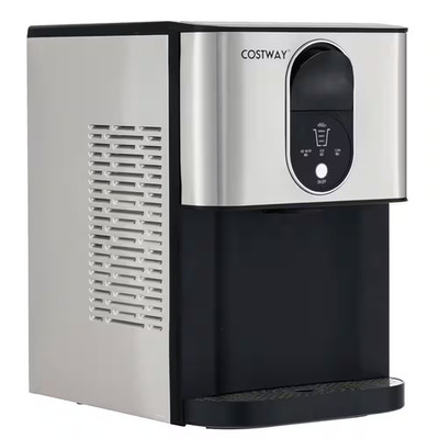 11 In. 56 Lbs./24 H Nugget Ice Countertop Portable Ice Maker in Silver with Self