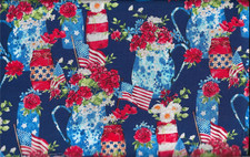 100 cotton patriotic fabric "mason jar florals" by 3 Wishes Fabric