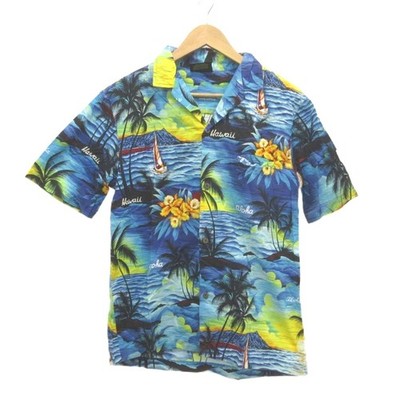 Royal Creations Blue Hawaiian Pattern Aloha Shirt M Cotton Open Collar For Ages