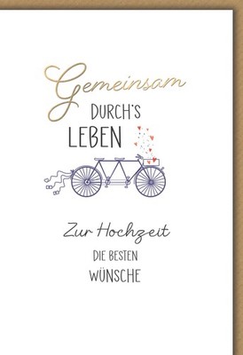 Hochzeit Tandem gemeinsam durch´s Leben Glückwunschkarte mit Umschlag