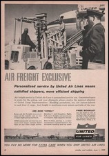 1959 United Airlines Chicago Cargo Air Freight Airport Photos Vintage Print Ad