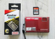 Nikon Coolpix S60 Digital Camera Digicam 5x Optical Dark Red 10mp w/ Charger SD