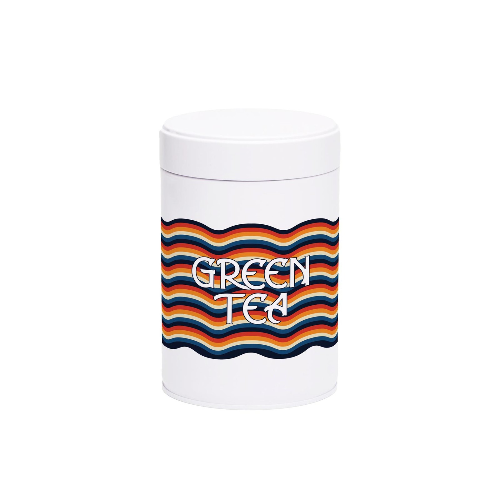 Retro Wave Green Tea Canister - Screw Top Lid Container Colourful Kitchen Gifts