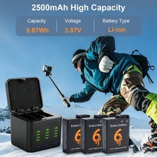   3Pack Replace Battery  Charger Set For DJI Osmo 360 Action6/5 Pro 4/3 2500mAH
