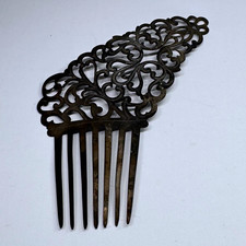 Antique Spanish Hair Comb Peineta Solid Metal Non Magnetic Scroll Mantilla