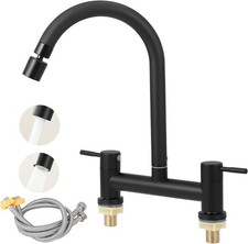 Quality Upgraded Kitchen Sink Mixer Tap, 2 Hole Bridge Mixer Taps with 2 Functio