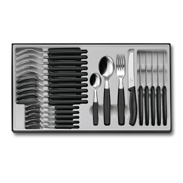 Victorinox Swiss Classic Tafelbesteck Mit Tomatenmesser, 24-Teilig, Schwarz-image