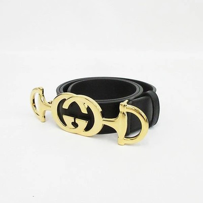 GUCCI Interlocking G Zumi Belt 550122 Black Black Leather Hardware [Brand Access