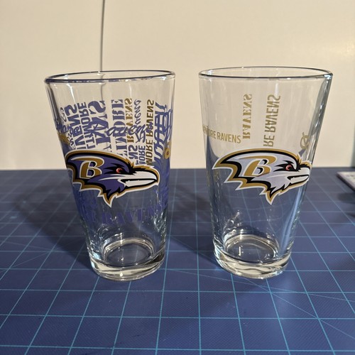 2- 1996 LIBBEY Baltimore Ravens INAUGURAL SEASON 16oz PINT GLASS Rise ...