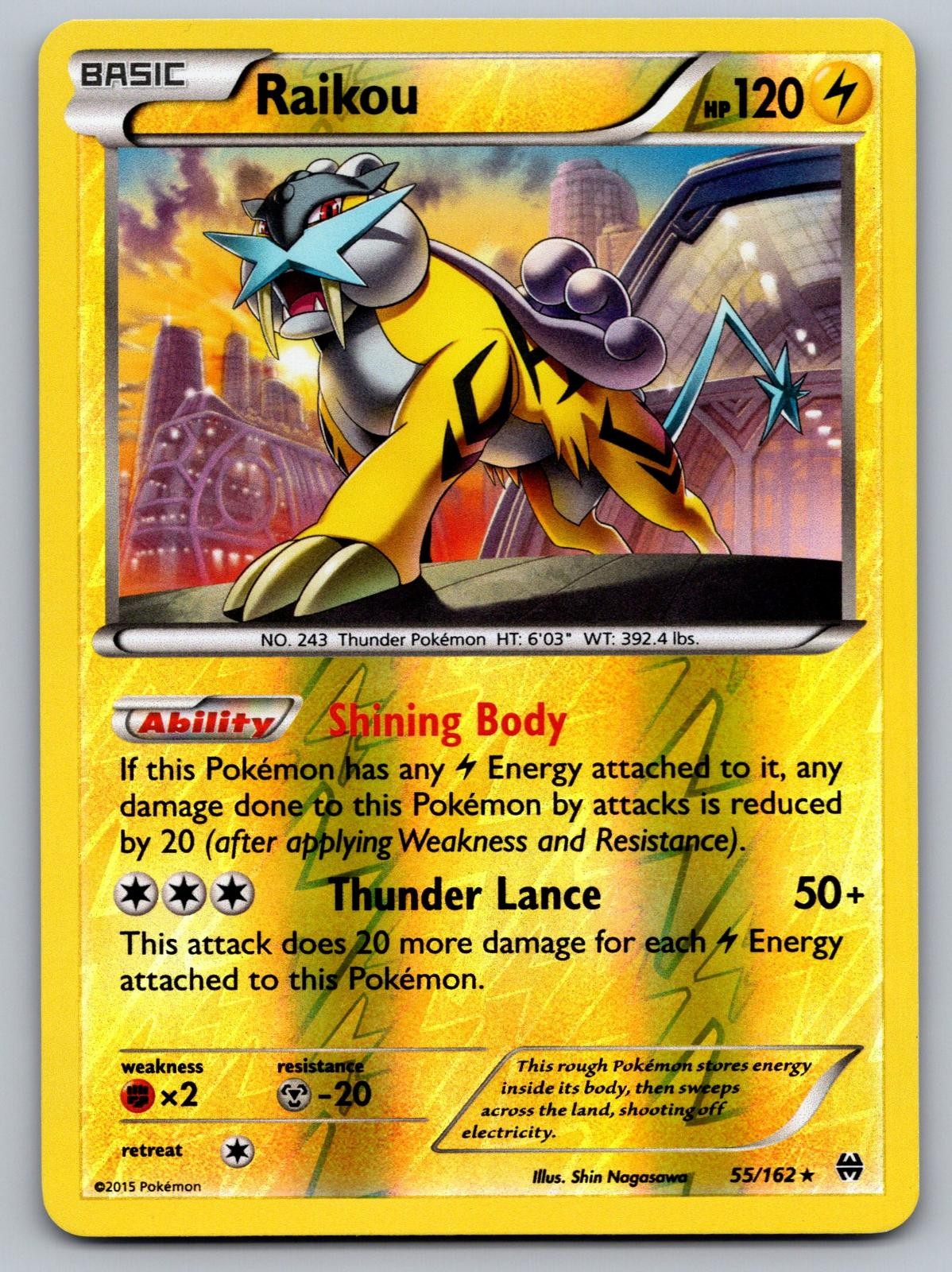 Raikou 55/162 Holo BREAKthrough Pokemon Reverse Holo Lightly Played