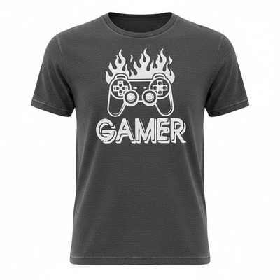 Bügelbild 20x19cm Gamer T-Shirt  Aufbügler DTF Transfer Textildruck