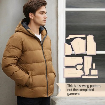 Men's Puffer Jacket Sewing Pattern, 7 Sizes (XS-XXL), Beginner-Friendly, Trimabl