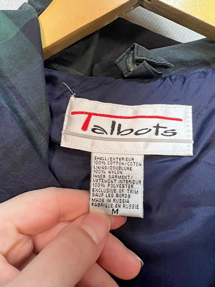 Chaqueta con Capucha Talbots Para Hombre Cremallera Completa Manga Larga Talla M Azul Verde Bolsillos a Cuadros Foto 3 de 4
