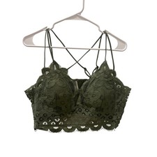 Zenana Olive Green Floral Lace Longline Brale...