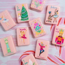 American Mahjong Game Set, 160 Pink Nutcracker Mah Jong Tiles Free ship