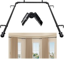 Bay Window Curtain Poles, Corner Curtain Pole Set, 2.5 cm U Shaped Curtain Rods