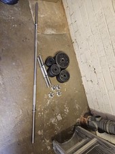 York Fitness 50kg Cast Iron Spinlock Barbell & Dumbbell Weight Set Home Gym