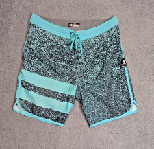 Hurley Phantom Board Shorts Mens 32 Blue Teal Surf Swim Stretch Quick Dry