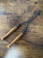 Antique Wood Handle Metal Curling Iron Hair Styling Tool Rustic Decor