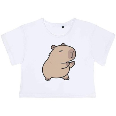 ''Stretching Capybara'' Damen Baumwolle Crop Tops (CO062996)