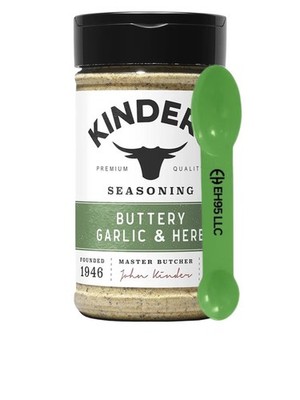 Kinders Buttery Garlic & Herb Seasoning 5 oz- 2 in 1 Measuring Spoon Included
