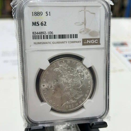 1889 Morgan Silver Dollar MS 62 NGC 90% Silver Philadelphia