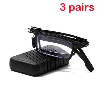 3 PK Mens Foldable Reading Glasses Metal Frame Compact Folding Readers with Case