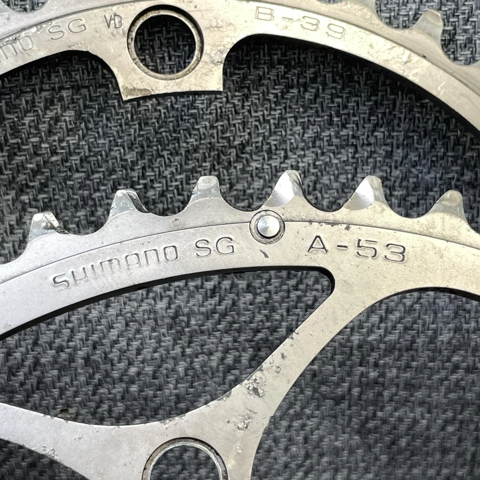Vintage Shimano SG A-53 B-39 Chainring Set 53/39T 130 BCD 5-Bolt Road Bike - Image 2 of 4