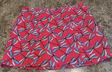 Crown & Ivy Women's Red Dragonfly Print Skort Size 8 Short Casual Animal Theme