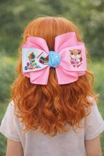 Pink Back to School Hair Bow   Handmade Cute Bow for Girls, School Style