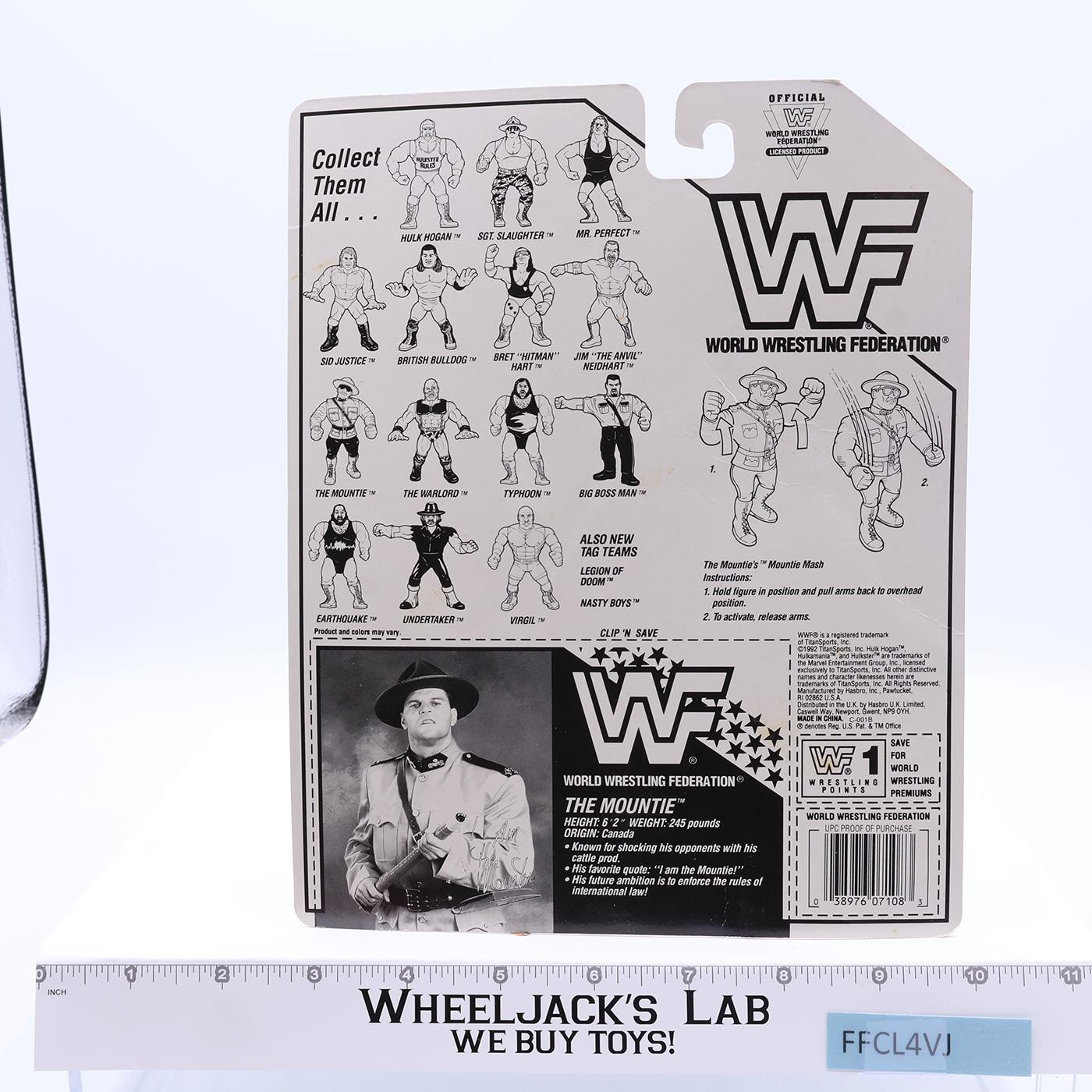 The Mountie W/CARDBACK 100% Complete 1992 WWF Wrestling Hasbro Action Figures