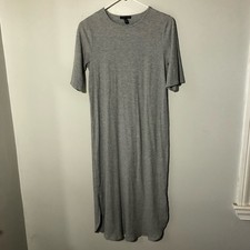 Eileen Fisher grey ribbed short sleeve pullover dress tencel casual womens S